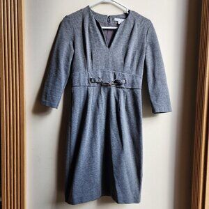 New York & Company Gray V-Neck Sheath Dress Size 2